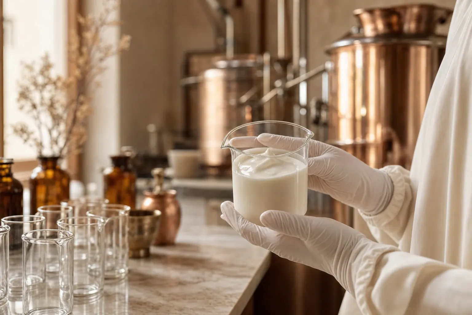 Produzione della crema Elesse Cream in laboratorio cosmetico in Italia